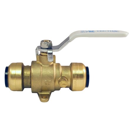 Tectite By Apollo 3/4 in. Brass Push Ball Valve with Flange and Drain FSBBV34DE